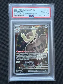 PSA 10 Noctowl Stellar Crown Pokemon Center ETB Promo Pokemon Card #141 - Image 1