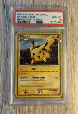 Pokemon TCG Pikachu World Collection 2010 Portuguese PSA 10 Holo Promo Card - Image 1
