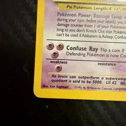 Pokemon Cards: Base Set 2 Rare Holo: Alakazam 1/130 - Image 3