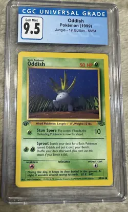 CGC 9.5 MINT+ Oddish 1999 Jungle 1st Edition 58/64 Pokemon Card - Image 1