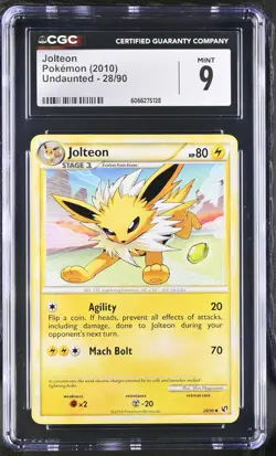 CGC 9 MINT Jolteon 2010 Undaunted 28/90 Pokemon Card - Image 1