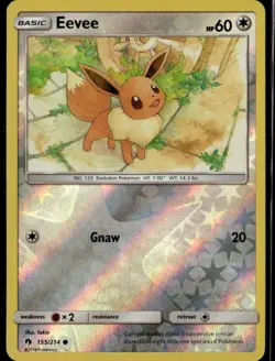 Eevee Common SM - Lost Thunder 155/214 Colorless Reverse Holo Pokemon Card - Image 1