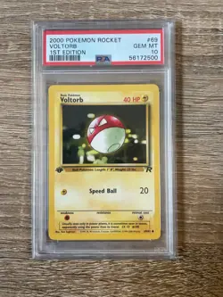 POKEMON ROCKET; VOLTORB #69, 1ST EDITION, PSA 10 - Image 1