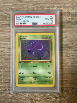2000 POKEMON ROCKET 1ST ED #70 ZUBAT PSA 10 - Image 1