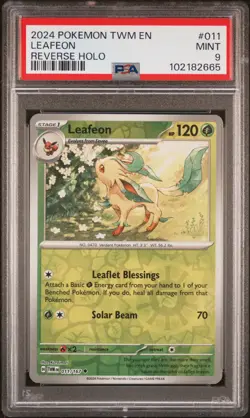 2024 POKEMON TWM EN-TWILIGHT MASQUERADE REVERSE HOLO #011 LEAFEON PSA 9 - Image 1