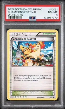 2015 POKEMON XY BLACK STAR PROMOS WORLDS 15 #XY91 CHAMPIONS FESTIVAL PSA 8 - Image 1
