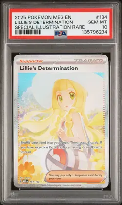 2025 POKEMON MEG EN-MEGA EVOLUTION #184 LILLIE'S DETERMINATION PSA 10 - Image 1