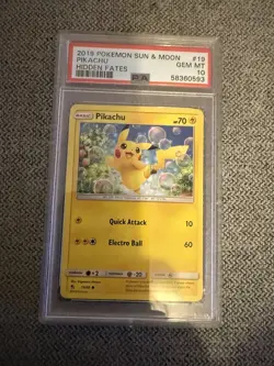 Pokemon TCG - Pikachu Non-holo Hidden Fates - PSA 10 - Image 1