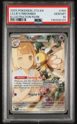 2025 POKEMON JTG EN-JOURNEY TOGETHER ILLUSTRATION RARE LILLIE'S RIBOMBEE PSA 10 - Image 1