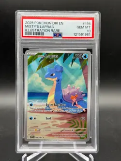 2025 POKEMON DRI EN-DESTINED RIVALS ILLUSTRATION RARE #194 MISTY'S LAPRAS PSA 10 - Image 1