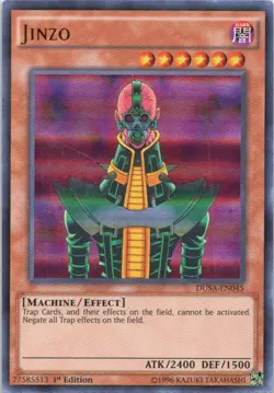 1996 YUGIOH 1ST EDITION JINZO RARE HOLO #DUSA-EN045 - Image 1