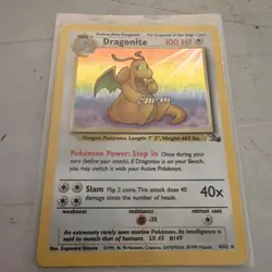 Pokemon TCG Fossil Dragonite 4/62 Holo Card Vintage - Image 1