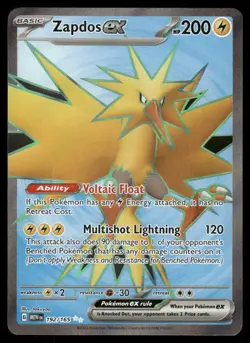Pokemon Cards Zapdos ex 192/165 151 Ultra Rare NM - Image 1