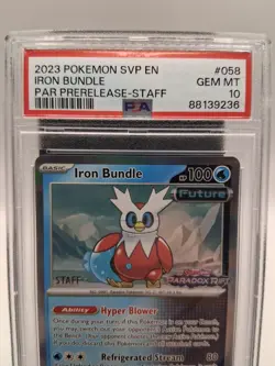 Iron Bundle - 058 (Prerelease) [Staff] Scarlet & Violet Promo Card Holo PSA 10 - Image 2