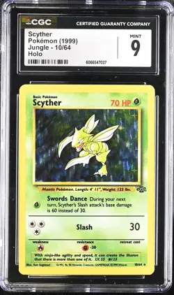 Scyther 10/64 Holo Jungle CGC 9 Graded Pokemon Card - Image 1