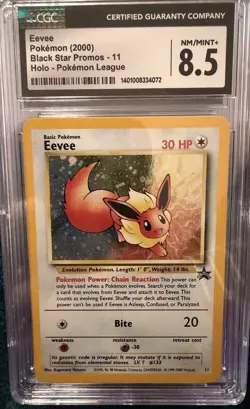2000 Eevee Black Start Vintage Holo SWIRL Pokemon Card Slab CGC 8.5 Graded NM/M+ - Image 2