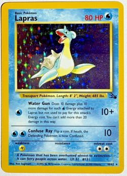Pokemon TCG Lapras Rare Holo Card #10/62 Fossil - Image 1