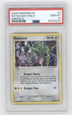 2005 POKEMON EX EMERALD RAYQUAZA HOLO 9/106 PSA 10 Q1887 - Image 1