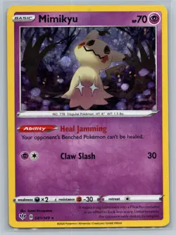 2020 Pokemon Mimikyu Darkness Ablaze #081/189 Pokemon TCG Reverse Holo - Image 1
