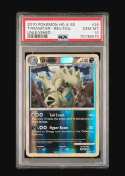 2010 Pokemon HG&SS Tyranitar-Reverse Foil Unleashed #26 PSA 10 POP 2 - Image 1