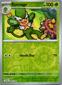 Simisage 005/086 Reverse Holo Uncommon - Pokemon TCG Black Bolt - NM - Image 1