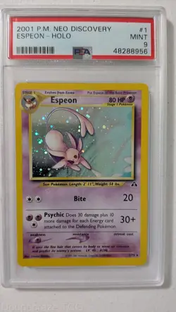 Espeon Holo 1/75 Neo Discovery Pokemon PSA 9 - Image 1