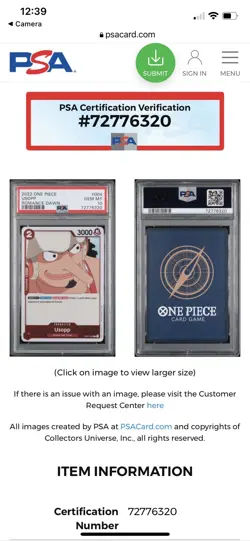 2022 One Piece ENGLISH USOPP RC OPO1-004 PSA 10 GEM MT LOW POP 3 Romance Dawn - Image 2