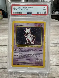 1999 Pokemon Base Set Mewtwo Holo #10 - PSA 7 NM - Vintage WOTC Holographic Card - Image 1