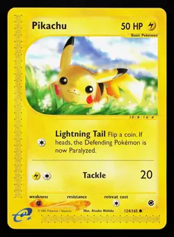 Pikachu 124/165 Common Expedition Pokemon Card - Image 1