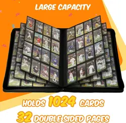 Premium Card Binder 16 Pocket, 1024 Cards PU Cover Trading Card Binder Side - Image 3