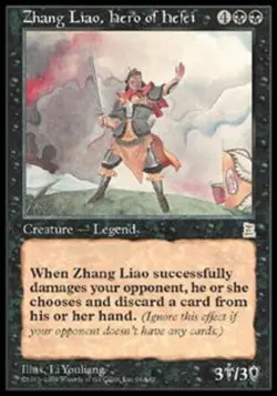 Light Play, English MTG Regular Zhang Liao, Hero of Hefei Portal Three Kingdoms - Image 1