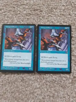 MTG 2 x Winged Sliver - Tempest (1 damaged) - Image 1