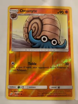 Omanyte 75/181 - SM-Team Up Pokemon Reverse Holo Foil Nice! - Image 1