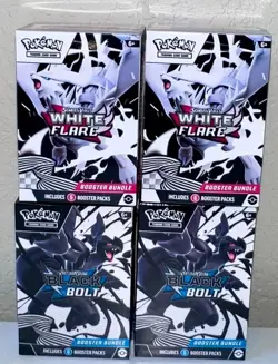 [Lot Of 4] Pokemon TCG 2x Black Bolt And 2x White Flare Sealed Booster Bundles - Image 1