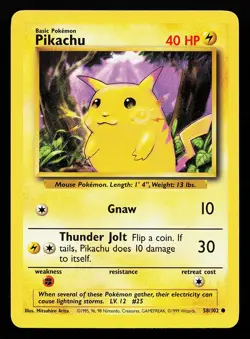 Pikachu 58/102 Common Base Set Pokemon Card - Image 1