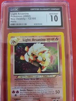 GEM MINT Pokemon: Light Arcanine Neo Destiny 2002 Holo #12 CGC 10 - SWIRL -RARE! - Image 3