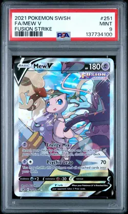 2021 POKEMON SWORD & SHIELD FUSION STRIKE #251 FULL ART/MEW V PSA 9 - Image 1