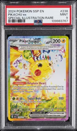 2024 POKEMON SSP EN-SURGING SPARKS SPECIAL ILLUSTRATION RARE PIKACHU EX PSA 9 - Image 1