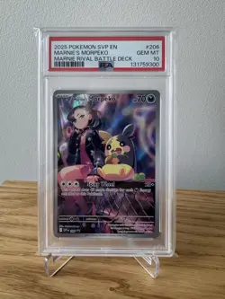 2025 POKEMON SVP MARNIE RIVAL BATTLE DECK PROMO #206 MARNIE'S MORPEKO PSA 10 - Image 1