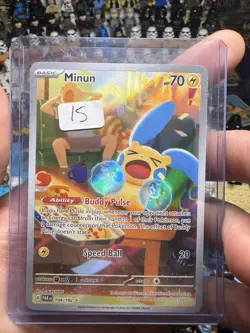 2023 Pokemon Minun 194/182 SV04: Paradox Rift Holo *L1* - Image 1