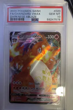 2020 Pokemon SWSH Darkness Ablaze Charizard VMAX #020 PSA 10 GEM MINT - Image 1