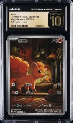 2025 POKEMON JPN MEGA BRAVE ART RARE - HOLO #067 VULPIX CGC 10 PERFECT - Image 1