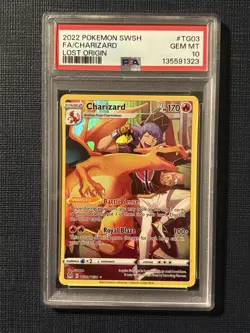 2022 POKEMON SWORD & SHIELD LOST ORIGIN #TG03 FULL ART/CHARIZARD PSA 10 - Image 1