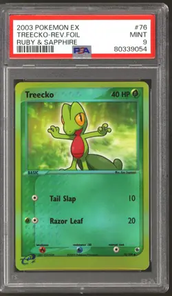 Pokemon Ruby & Sapphire Reverse Holo Foil Treecko 76/109 PSA 9 - Image 1