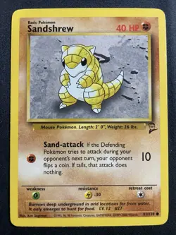 Sandshrew 91/130 Pokemon Base Set 2 Unlimited Vintage LP - Image 1