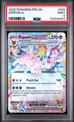 2025 POKEMON PRE EN-PRISMATIC EVOLUTIONS #034 ESPEON EX PSA 9 - Image 1
