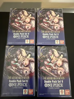 One Piece TCG: Double Pack Set 9 The Azure Sea's Four lot- SEALED! IN HAND x4 - Image 1