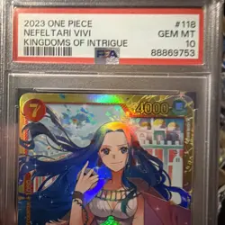 2023 ONE PIECE OP04-KINGDOMS OF INTRIGUE #118 NEFELTARI VIVI SECRET RARE PSA 10 - Image 5