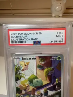 Pokemon TCG Bulbasaur Holo Card Illustration Stellar Crown Rare 143/142 PSA 9 - Image 2