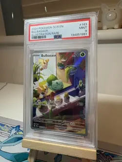 Pokemon TCG Bulbasaur Holo Card Illustration Stellar Crown Rare 143/142 PSA 9 - Image 3